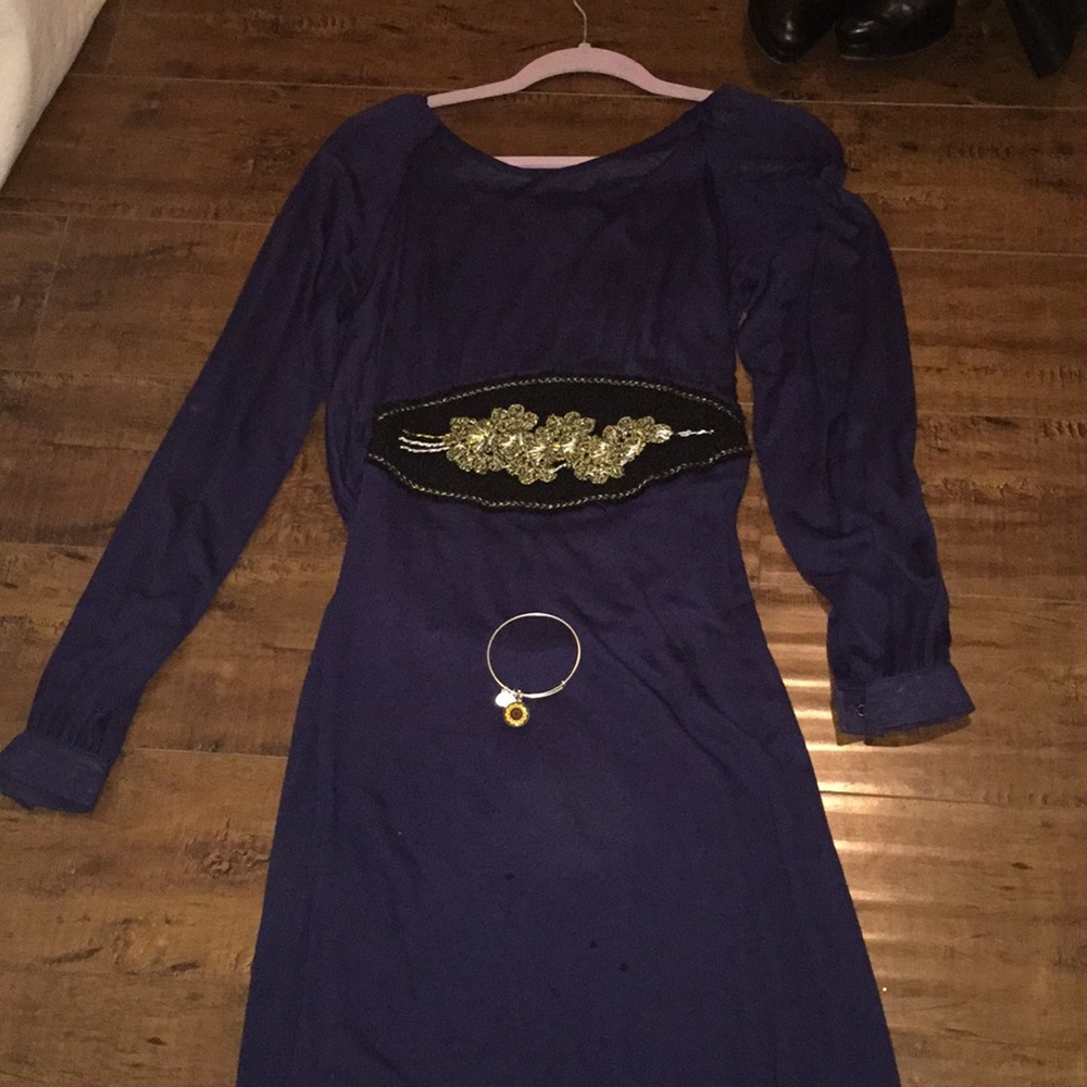 Manoush dark navy dress with embroidery.